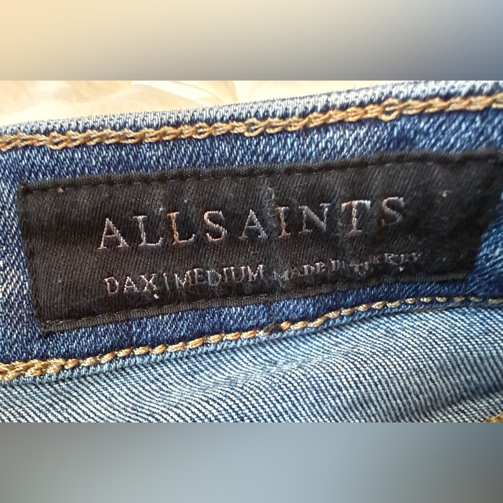 All Saints Dax Size Me Skinny Jeans in Washed Indigo - Medium (W 27, 28, 29) - Picture 9 of 10
